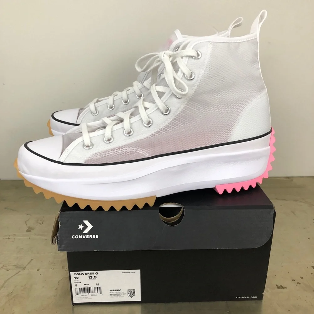 Converse Men’s Run Star Hike Hi Concrete Heat White Sneakers - Picture 5 of 9